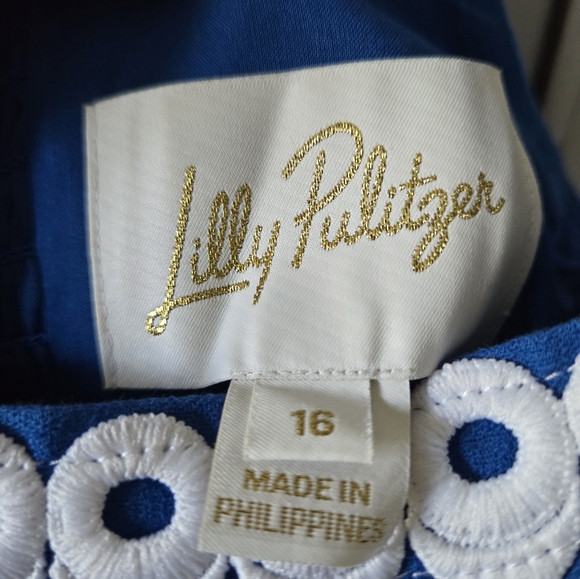 Lilly Pulitzer Isleen Blue Skirted Cotton Romper Womens Size 16 NWOT - Picture 8 of 14